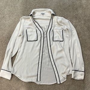 Black and white women’s Express blouse